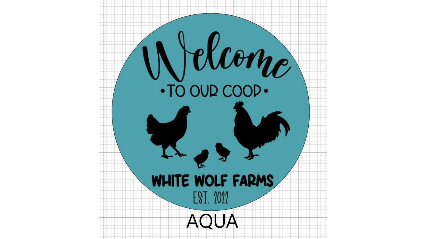 Round Wooden Chicken Welcome Sign, Farmhouse Coop Decor