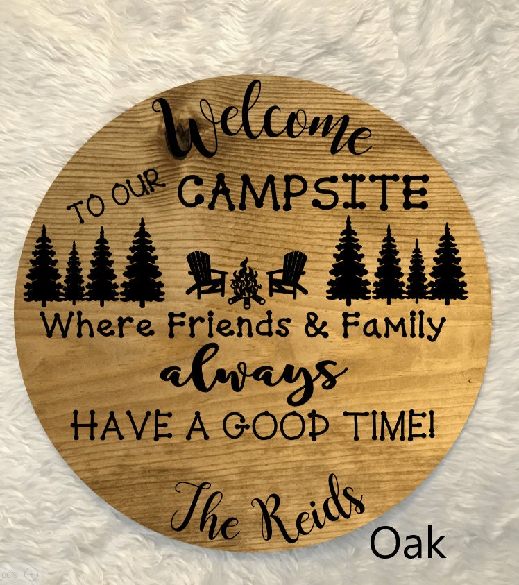 Handmade Maple Wood Campsite Sign, Cabin Decor