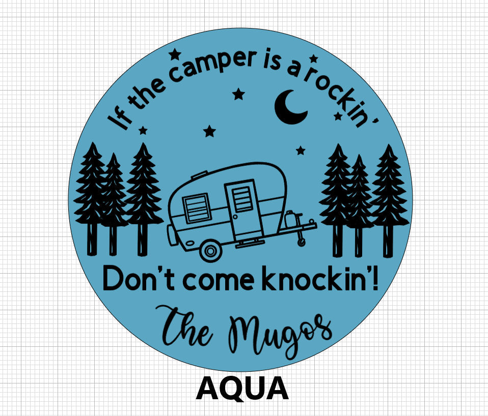 Wooden Camper Rockin' Sign, Personalized Camping Decor