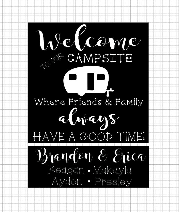 Custom Campsite Wooden Sign, Personalized Family Name Camp Sign, Camper Sign