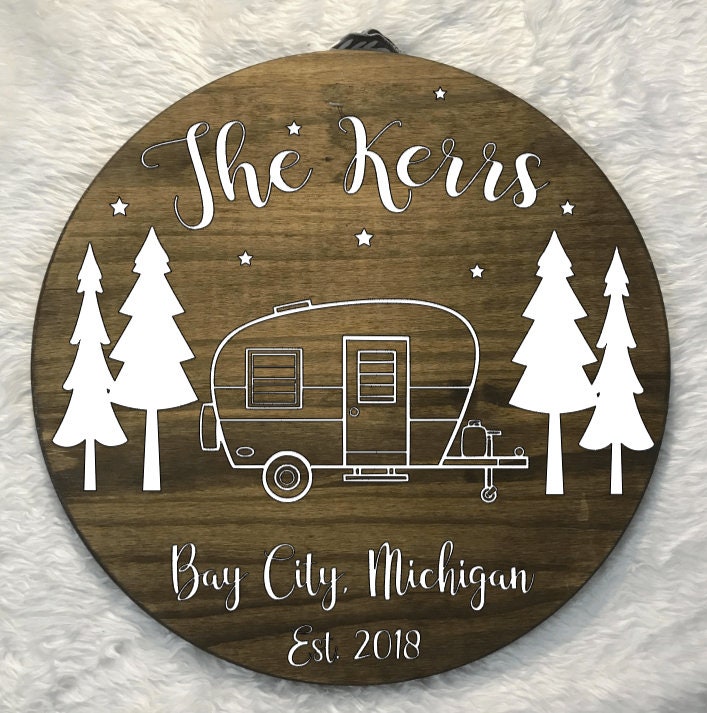 Personalized Maple Wood Camp Sign, Custom Campground Decor