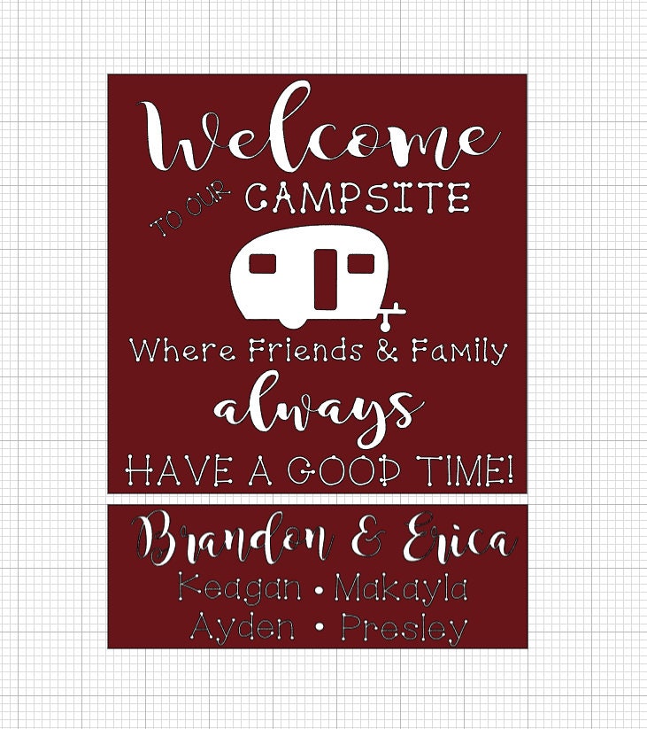 Custom Campsite Wooden Sign, Personalized Family Name Camp Sign, Camper Sign