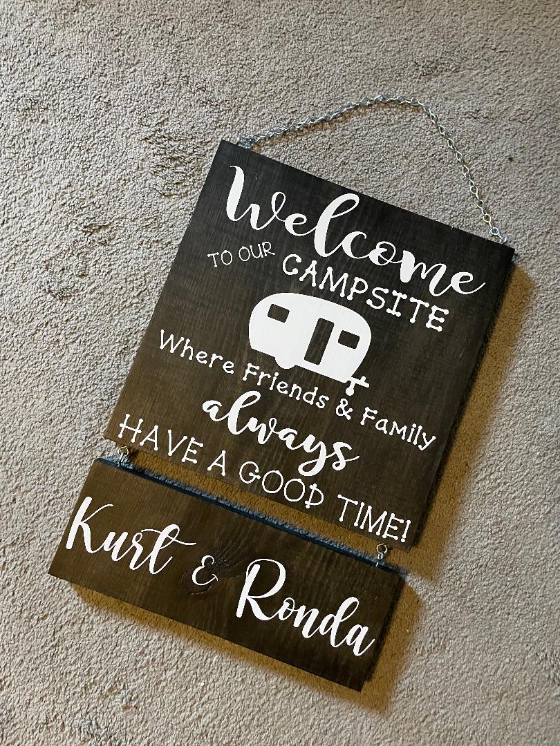 Custom Campsite Wooden Sign, Personalized Family Name Camp Sign, Camper Sign