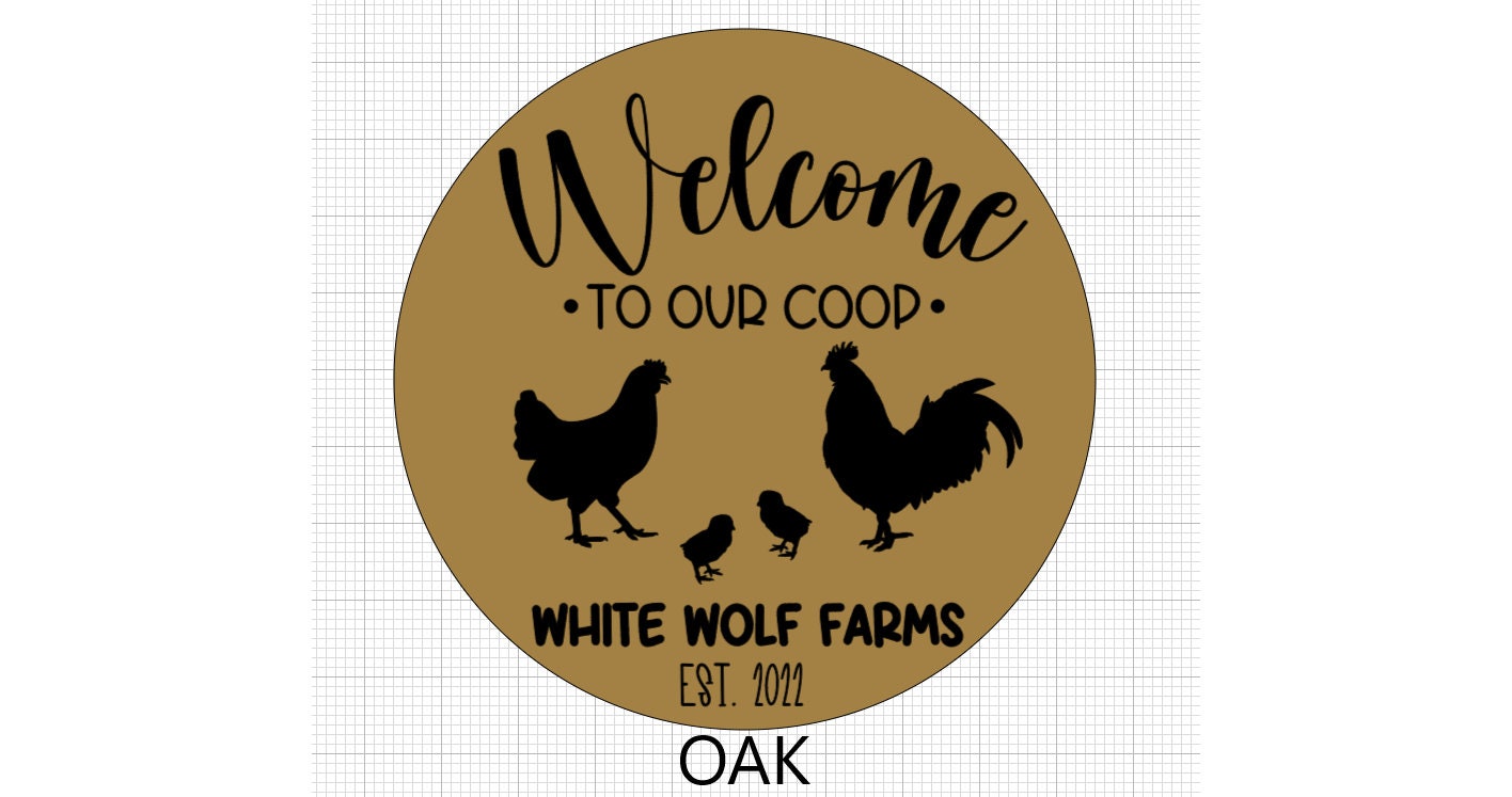 Round Wooden Chicken Welcome Sign, Farmhouse Coop Decor