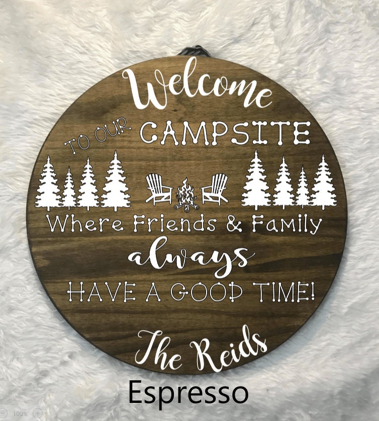 Handmade Maple Wood Campsite Sign, Cabin Decor