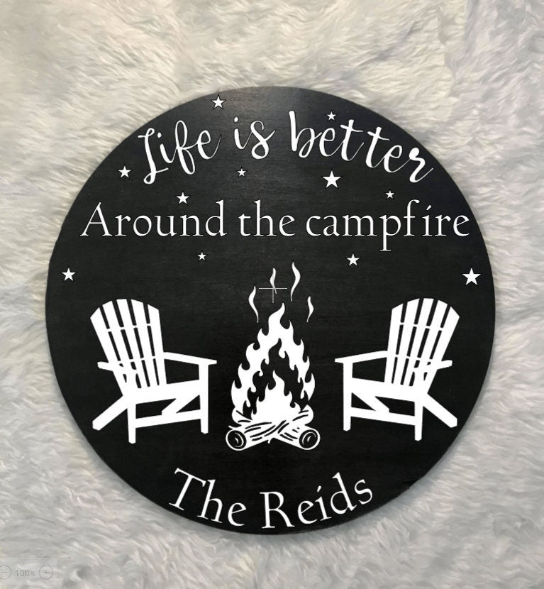 Personalized Campfire Maple Wood Sign, Camping Decor