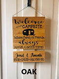Custom Campsite Wooden Sign, Personalized Family Name Camp Sign, Camper Sign