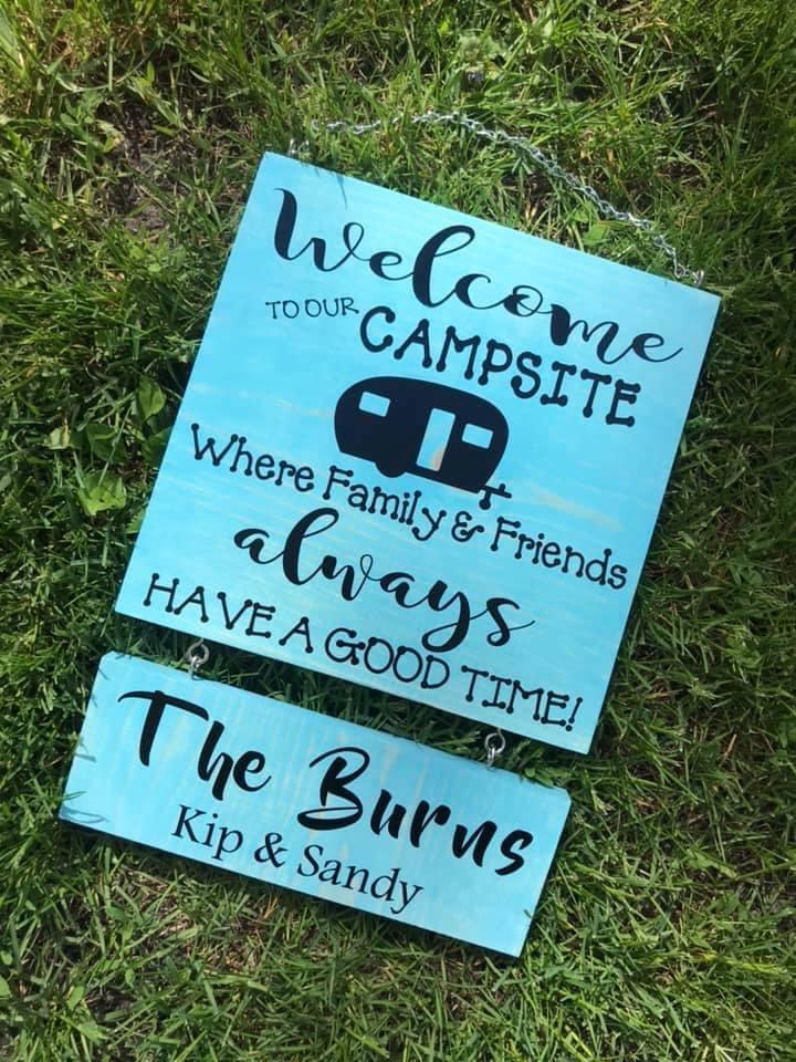 Custom Campsite Wooden Sign, Personalized Family Name Camp Sign, Camper Sign