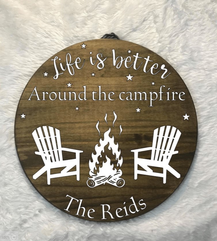 Personalized Campfire Maple Wood Sign, Camping Decor