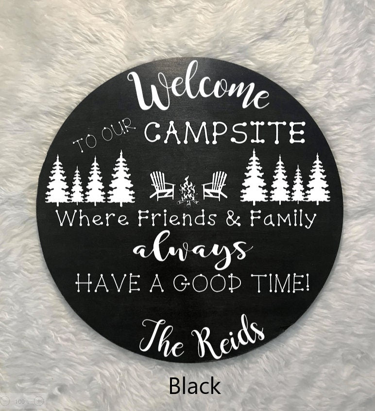 Handmade Maple Wood Campsite Sign, Cabin Decor